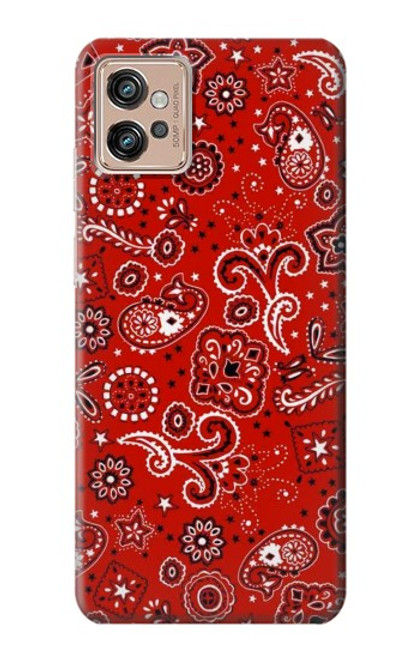 W3354 Rouge classique Bandana Etui Coque Housse et Flip Housse Cuir pour Motorola Moto G32