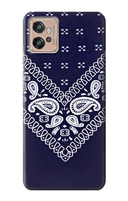 W3357 Marine Bleu Bandana Motif Etui Coque Housse et Flip Housse Cuir pour Motorola Moto G32