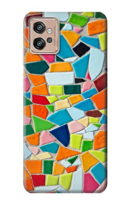 W3391 Art abstrait carreaux de mosaïque graphique Etui Coque Housse et Flip Housse Cuir pour Motorola Moto G32