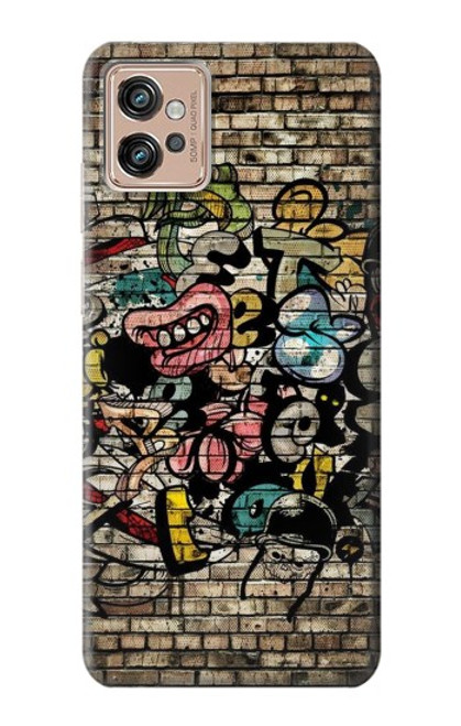 W3394 Graffiti mur Etui Coque Housse et Flip Housse Cuir pour Motorola Moto G32