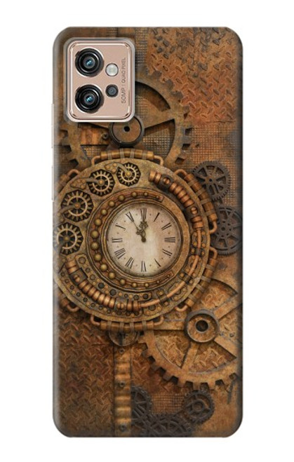 W3401 Horloge vitesse Steampunk Etui Coque Housse et Flip Housse Cuir pour Motorola Moto G32