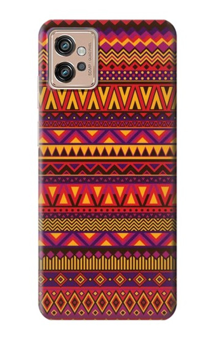 W3404 Aztèques Motif Etui Coque Housse et Flip Housse Cuir pour Motorola Moto G32