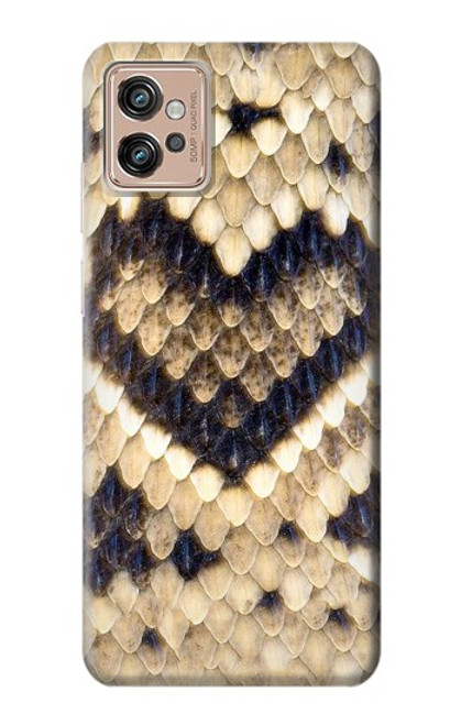 W3417 Diamant Rattle Serpent graphique Imprimer Etui Coque Housse et Flip Housse Cuir pour Motorola Moto G32