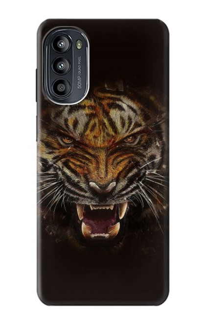 W0575 Tigre Visage Etui Coque Housse et Flip Housse Cuir pour Motorola Moto G52, G82 5G