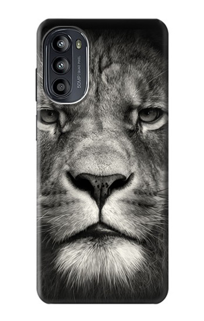 W1352 Lion Visage Etui Coque Housse et Flip Housse Cuir pour Motorola Moto G52, G82 5G