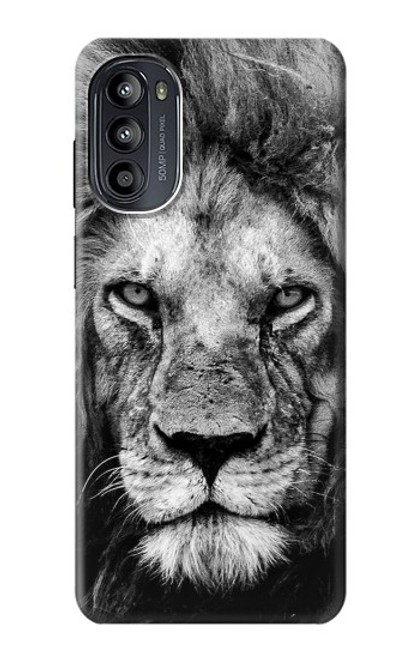 W3372 Lion Visage Etui Coque Housse et Flip Housse Cuir pour Motorola Moto G52, G82 5G