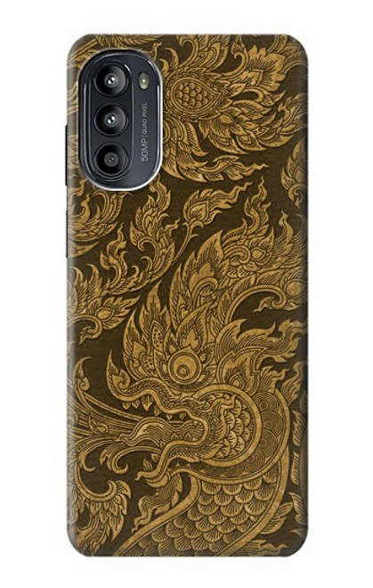 W3382 Art de la peinture thaïlandaise Naga Etui Coque Housse et Flip Housse Cuir pour Motorola Moto G52, G82 5G