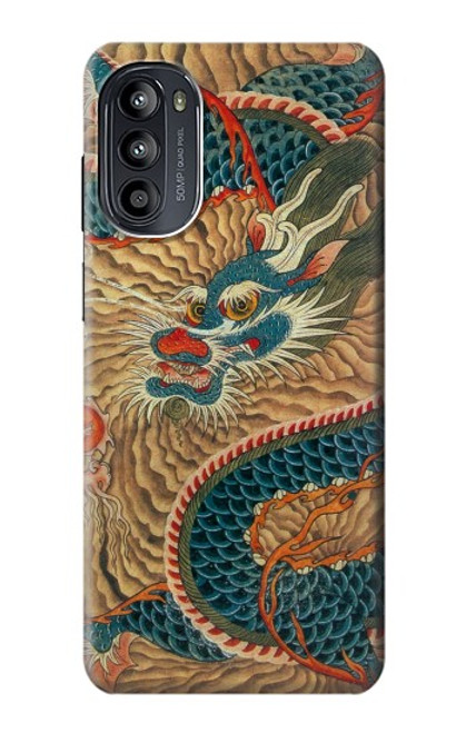 W3541 Peinture Dragon Nuage Etui Coque Housse et Flip Housse Cuir pour Motorola Moto G52, G82 5G