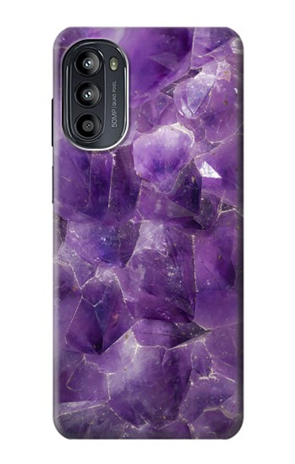 W3713 Graphique violet améthyste à quartz imprimé Etui Coque Housse et Flip Housse Cuir pour Motorola Moto G52, G82 5G