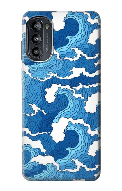 W3901 Vagues esthétiques de l'océan de tempête Etui Coque Housse et Flip Housse Cuir pour Motorola Moto G52, G82 5G