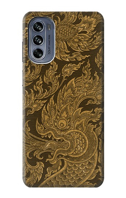 W3382 Art de la peinture thaïlandaise Naga Etui Coque Housse et Flip Housse Cuir pour Motorola Moto G62 5G