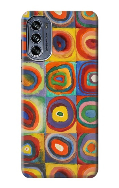 W3409 Carrés cercles concentriques Etui Coque Housse et Flip Housse Cuir pour Motorola Moto G62 5G