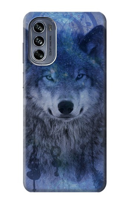 W3410 Loup Dream Catcher Etui Coque Housse et Flip Housse Cuir pour Motorola Moto G62 5G