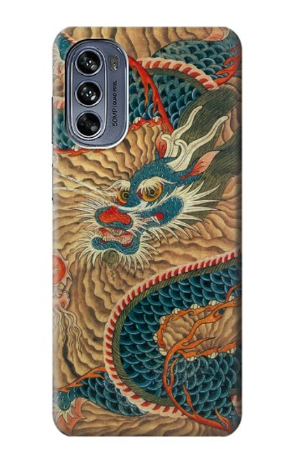 W3541 Peinture Dragon Nuage Etui Coque Housse et Flip Housse Cuir pour Motorola Moto G62 5G