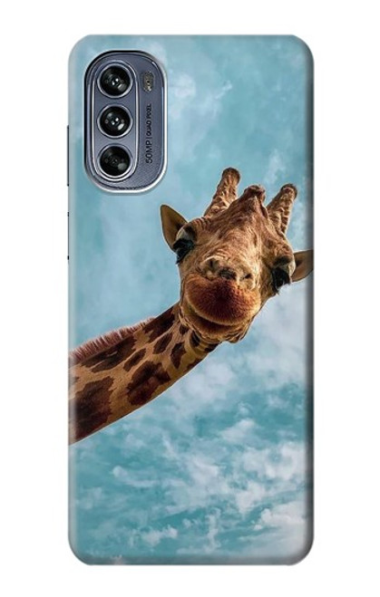 W3680 Girafe de sourire mignon Etui Coque Housse et Flip Housse Cuir pour Motorola Moto G62 5G