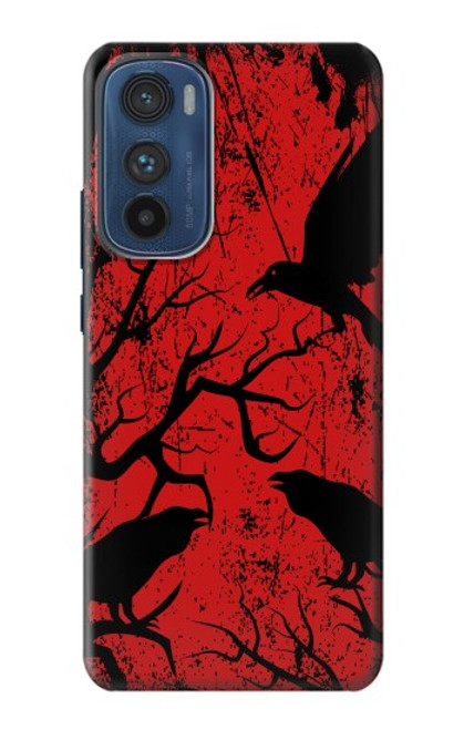 W3325 Corbeau Noir Sang Arbre Etui Coque Housse et Flip Housse Cuir pour Motorola Edge 30