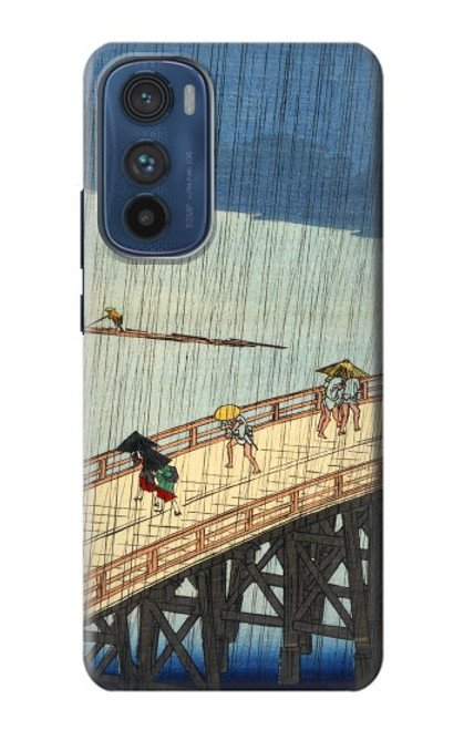 W3347 Utagawa Hiroshige douche soudaine Etui Coque Housse et Flip Housse Cuir pour Motorola Edge 30