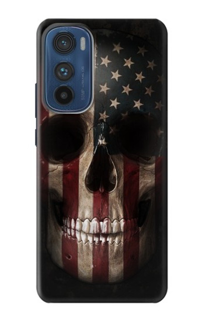 W3850 Crâne de drapeau américain Etui Coque Housse et Flip Housse Cuir pour Motorola Edge 30