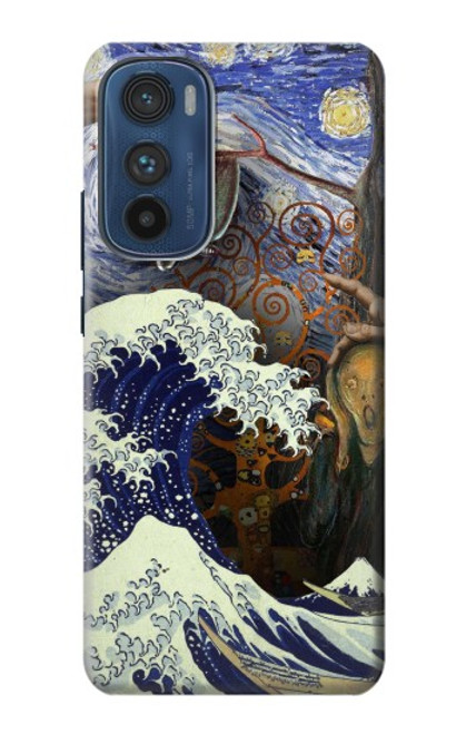 W3851 Monde de l'art Van Gogh Hokusai Da Vinci Etui Coque Housse et Flip Housse Cuir pour Motorola Edge 30