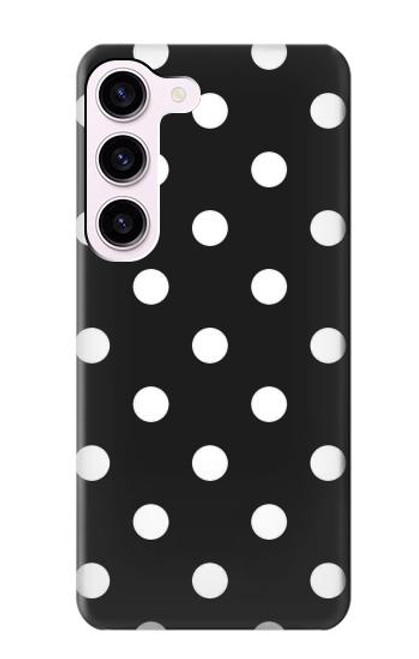 W2299 Noir Pois Etui Coque Housse et Flip Housse Cuir pour Samsung Galaxy S23