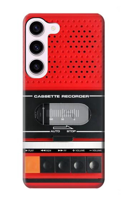 W3204 Rouge Cassette Recorder graphique Etui Coque Housse et Flip Housse Cuir pour Samsung Galaxy S23