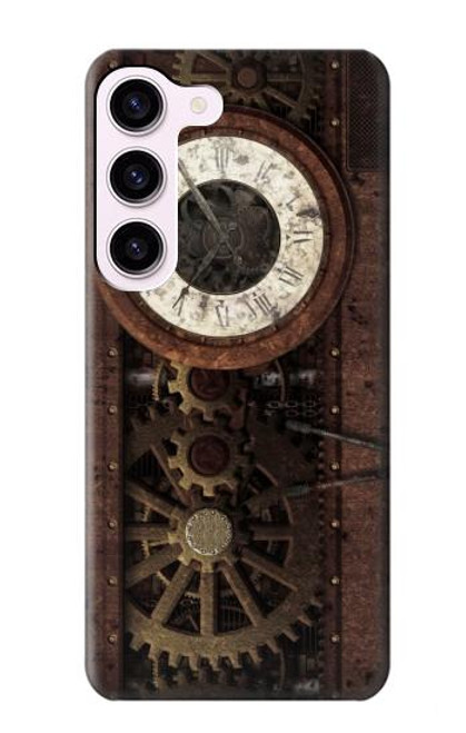 W3221 Gears steampunk Horloge Etui Coque Housse et Flip Housse Cuir pour Samsung Galaxy S23