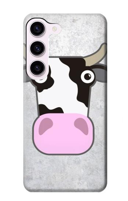 W3257 Vache Dessin animé Etui Coque Housse et Flip Housse Cuir pour Samsung Galaxy S23