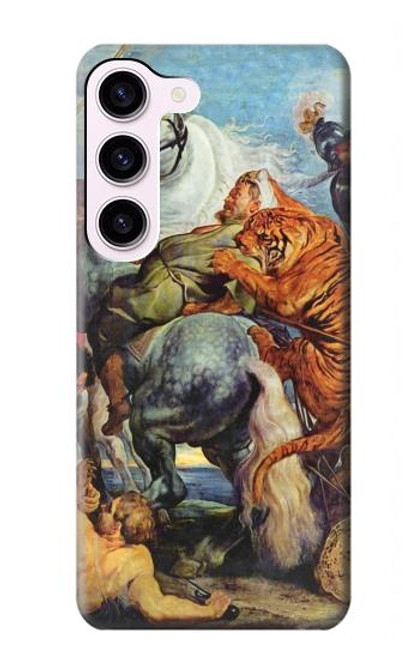 W3331 Peter Paul Rubens Tigre und Lowenjagd Etui Coque Housse et Flip Housse Cuir pour Samsung Galaxy S23