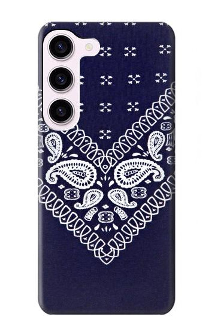 W3357 Marine Bleu Bandana Motif Etui Coque Housse et Flip Housse Cuir pour Samsung Galaxy S23