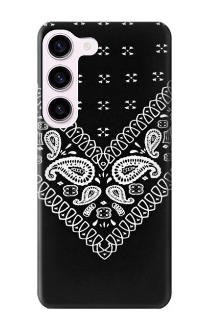 W3363 Motif Bandana Noir Etui Coque Housse et Flip Housse Cuir pour Samsung Galaxy S23