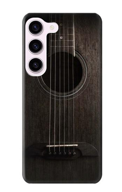 W3834 Guitare noire Old Woods Etui Coque Housse et Flip Housse Cuir pour Samsung Galaxy S23