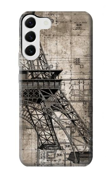 W3416 Plan Tour Eiffel Etui Coque Housse et Flip Housse Cuir pour Samsung Galaxy S23 Plus