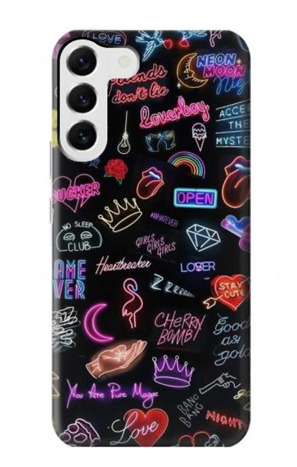 W3433 Néon graphique millésimé Etui Coque Housse et Flip Housse Cuir pour Samsung Galaxy S23 Plus