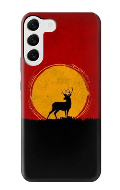 W3513 Coucher de soleil de Deer Etui Coque Housse et Flip Housse Cuir pour Samsung Galaxy S23 Plus