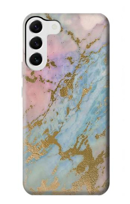 W3717 Imprimé graphique en marbre bleu pastel or rose Etui Coque Housse et Flip Housse Cuir pour Samsung Galaxy S23 Plus