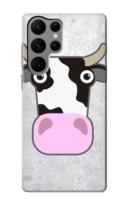 W3257 Vache Dessin animé Etui Coque Housse et Flip Housse Cuir pour Samsung Galaxy S23 Ultra