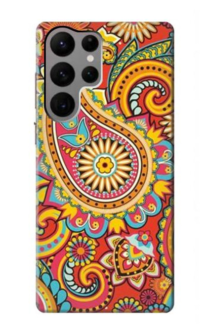 W3402 Floral Paisley Seamless Etui Coque Housse et Flip Housse Cuir pour Samsung Galaxy S23 Ultra