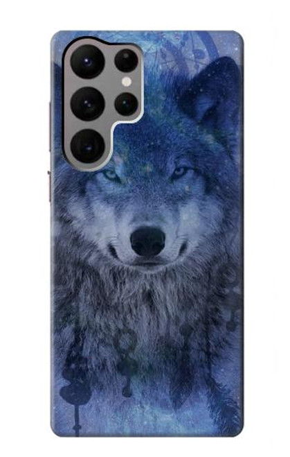 W3410 Loup Dream Catcher Etui Coque Housse et Flip Housse Cuir pour Samsung Galaxy S23 Ultra