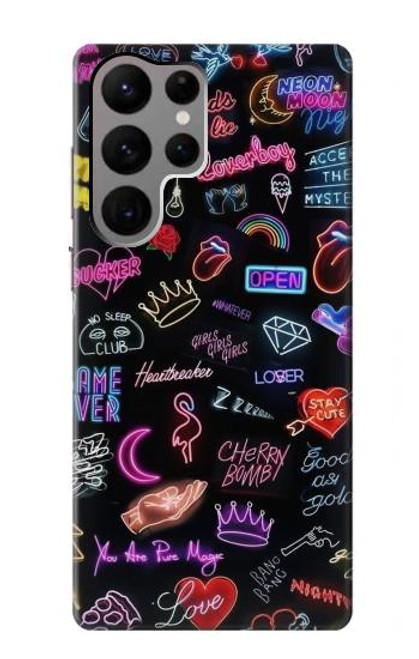 W3433 Néon graphique millésimé Etui Coque Housse et Flip Housse Cuir pour Samsung Galaxy S23 Ultra