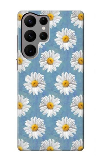 W3454 Marguerite Florale Etui Coque Housse et Flip Housse Cuir pour Samsung Galaxy S23 Ultra