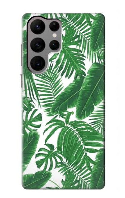 W3457 Papier Palm Monstera Etui Coque Housse et Flip Housse Cuir pour Samsung Galaxy S23 Ultra