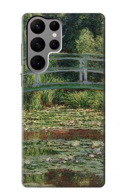 W3674 Claude Monet La passerelle japonaise et la piscine de nénuphars Etui Coque Housse et Flip Housse Cuir pour Samsung Galaxy S23 Ultra