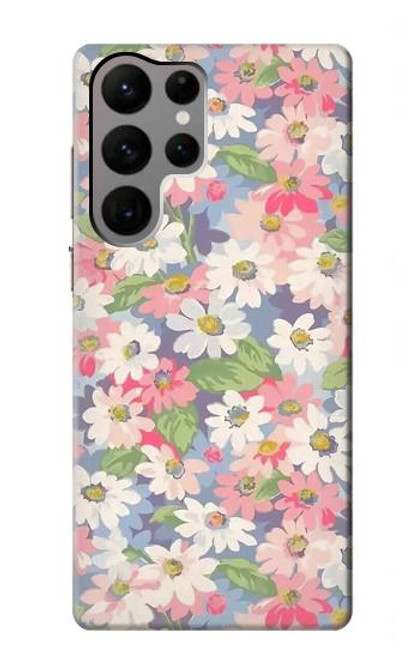 W3688 Motif d'art floral floral Etui Coque Housse et Flip Housse Cuir pour Samsung Galaxy S23 Ultra