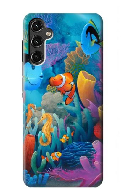 W3227 Monde sous-marin Dessin animé Etui Coque Housse et Flip Housse Cuir pour Samsung Galaxy A14 5G