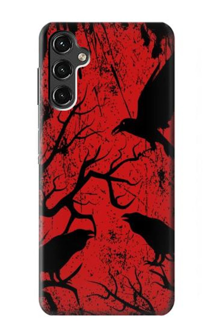 W3325 Corbeau Noir Sang Arbre Etui Coque Housse et Flip Housse Cuir pour Samsung Galaxy A14 5G