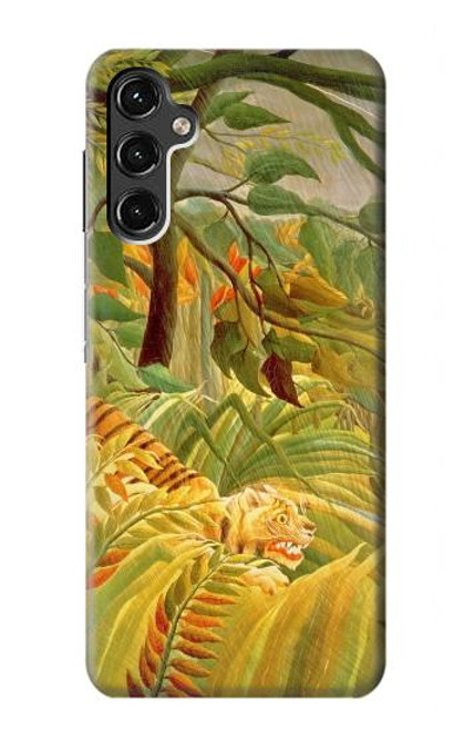 W3344 Henri Rousseau Tigre dans une tempête tropicale Etui Coque Housse et Flip Housse Cuir pour Samsung Galaxy A14 5G