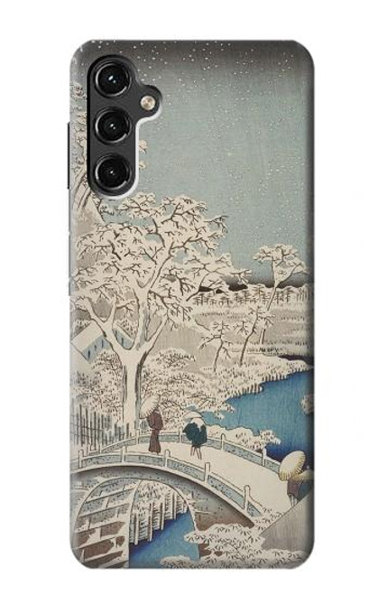 W3350 Utagawa Hiroshige Tambour Pont Yuhi Hill à Meguro Etui Coque Housse et Flip Housse Cuir pour Samsung Galaxy A14 5G