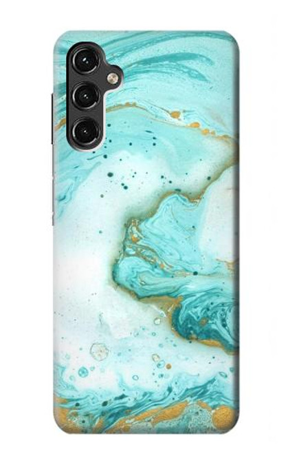 W3399 Vert Marbre Imprimer Graphique Etui Coque Housse et Flip Housse Cuir pour Samsung Galaxy A14 5G