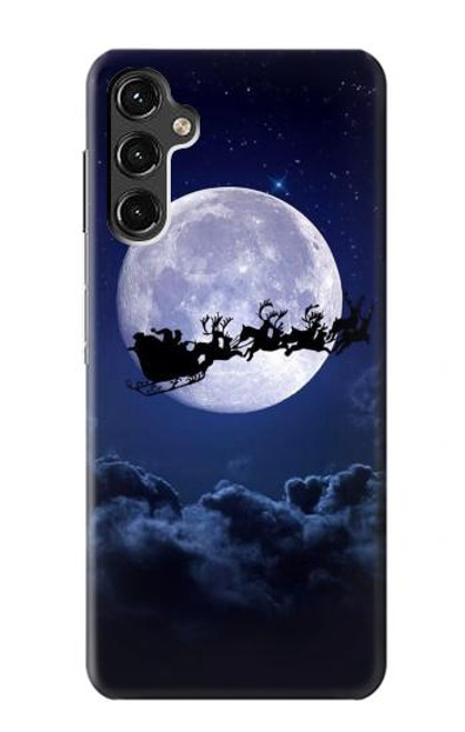 W3508 Noël Père Noël Lune Etui Coque Housse et Flip Housse Cuir pour Samsung Galaxy A14 5G