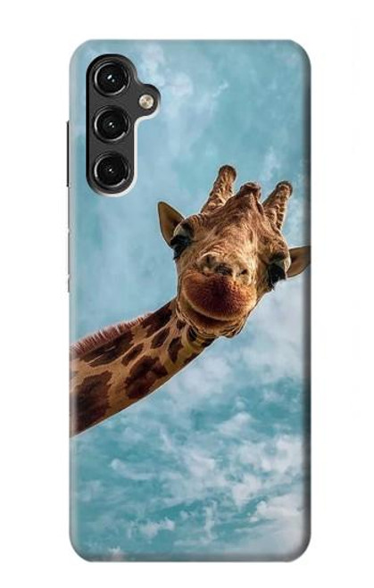 W3680 Girafe de sourire mignon Etui Coque Housse et Flip Housse Cuir pour Samsung Galaxy A14 5G